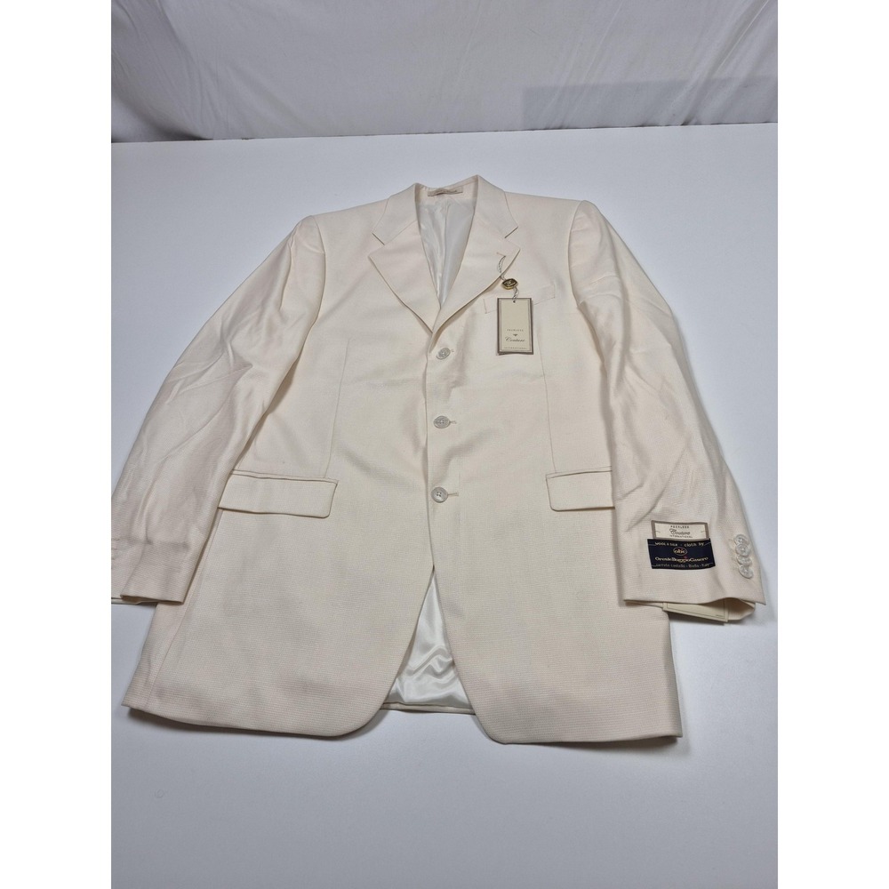 Peerless Couture International Suit Jacket Mens 42 Long White Wool NWT FLAW